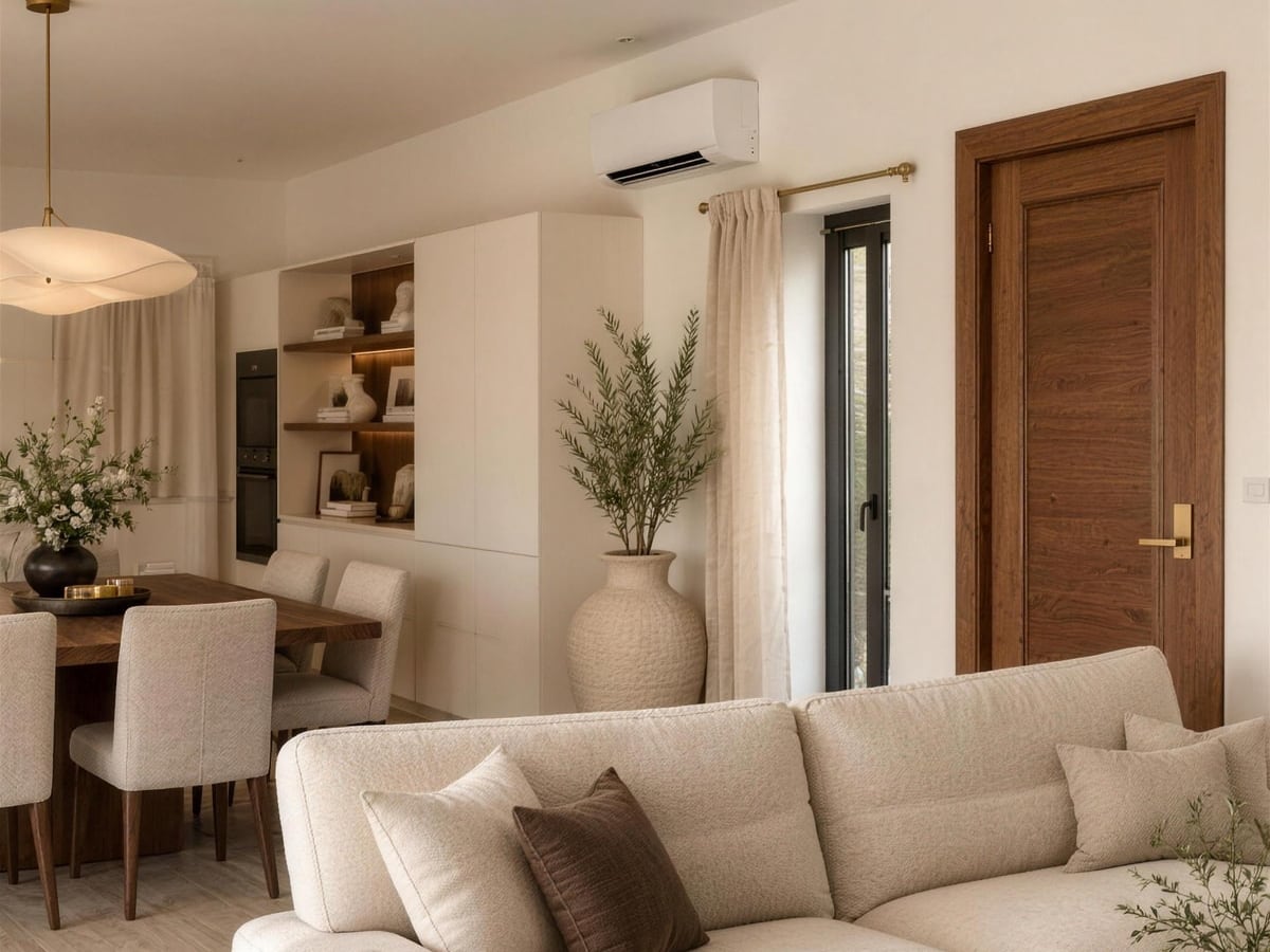 Rendu Label Maison Studio : séjour en ambiance contemporain chic
